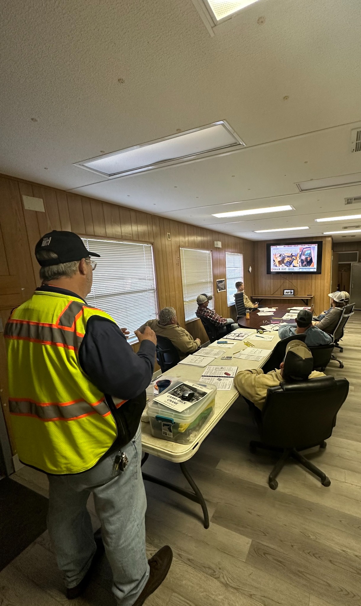 Instructor leading a classroom safety training session